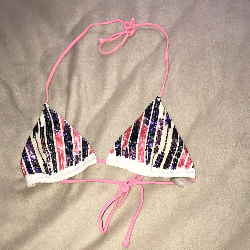 VS White, Pink, & Purple Swim Suit Top